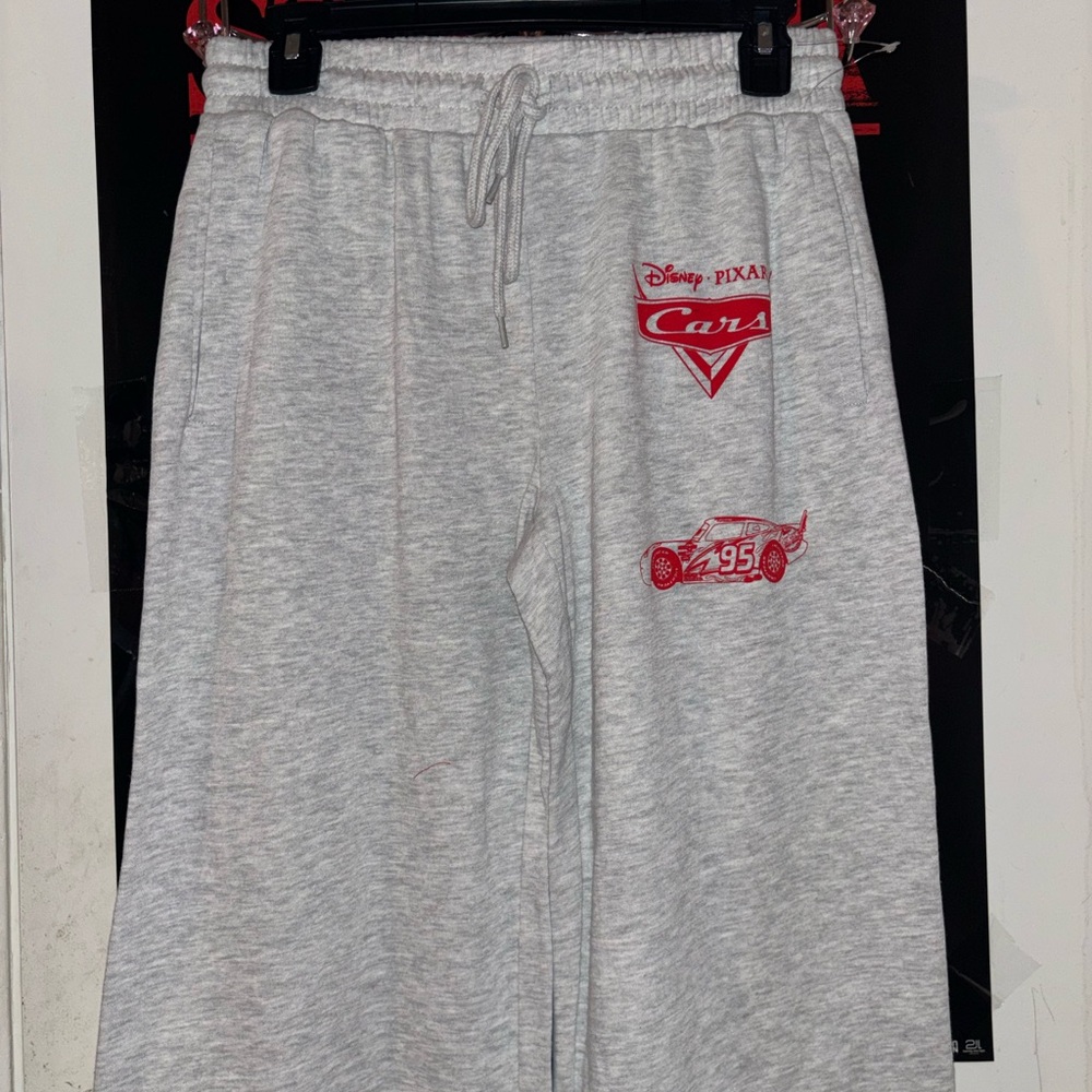 Disney Pixar Cars Light Gray Sweatpants with Red Logo Tag